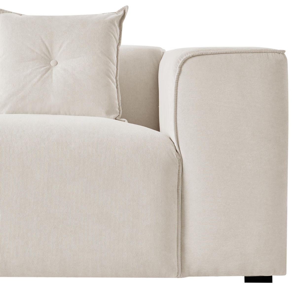 ROHOVÁ POHOVKA 3-místná Manšestr Krémově bílá pravostranná Dolva - krémová, textil (294/170cm) - Beliani