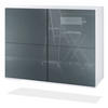 KOMMODE Rova Grau Hochglanz - Grau, Holzwerkstoff (92.5/73.5/35cm) - Vladon