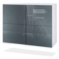 KOMMODE Rova Grau Hochglanz - Grau, Holzwerkstoff (92.5/73.5/35cm) - Vladon