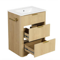 WASCHTISCHKOMBI 61/47/82 cm Naturholz mit 3 Schubladen, ohne Wasserhahn - Goldfarben/Naturfarben, Holz/Holzwerkstoff (47/82/61cm) - Oxeza
