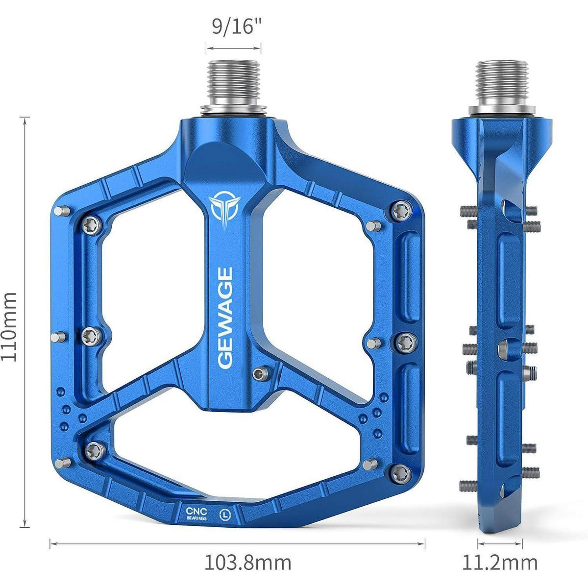 FAHRRADPEDALE CNC Aluminium blau - Blau, Metall (10.4/1.5/11cm)