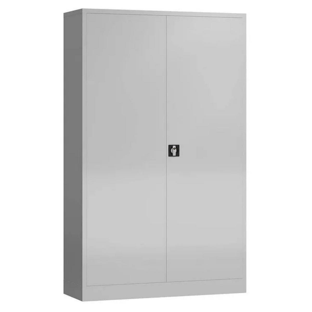 STAHLSCHRANK Bee mit 6 lackierten Fachböden 195x120x42 cm Korpusfarbe Lichtgrau Frontfarbe Lichtgrau - Hellgrau, Metall (120/195/42cm)