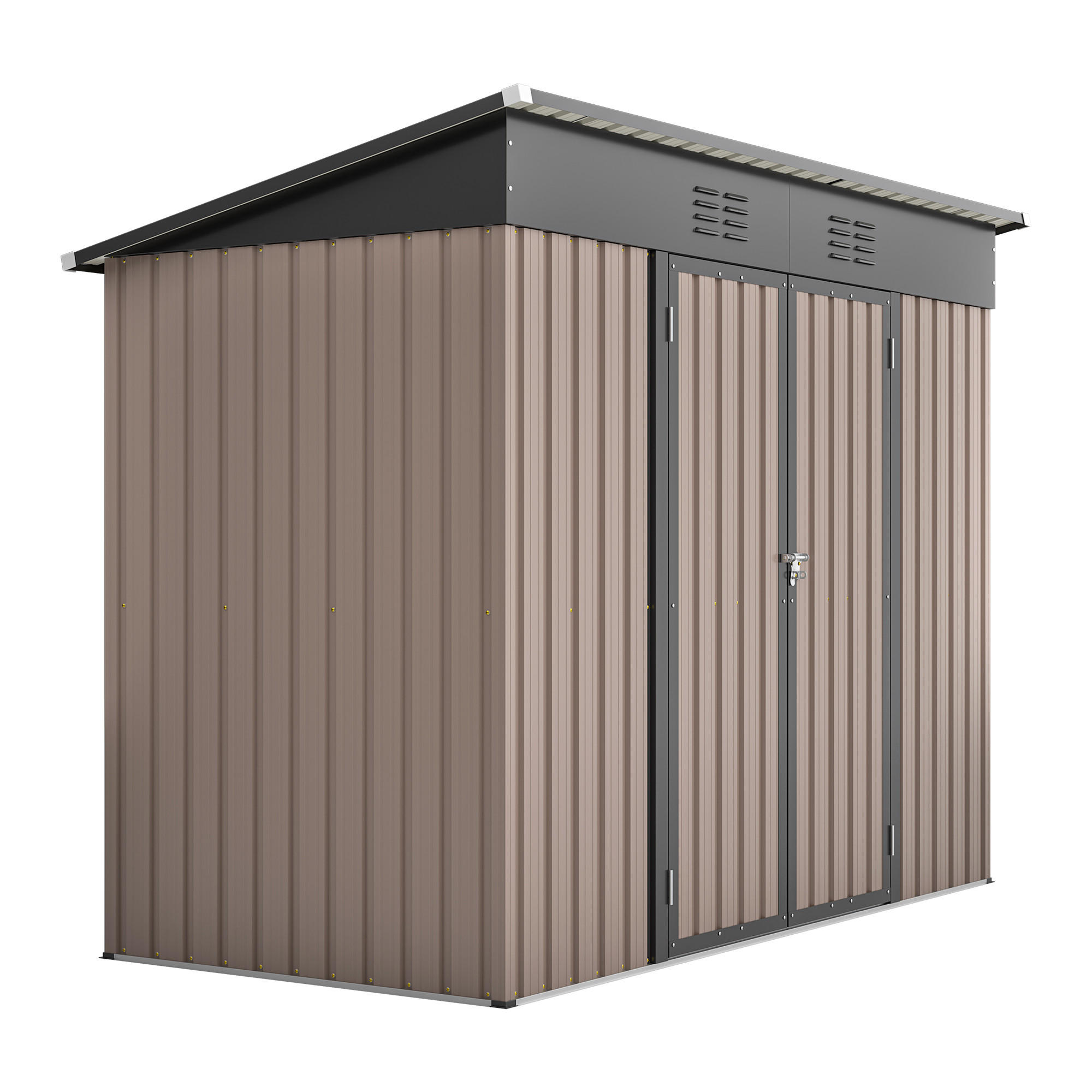 GERÄTEHAUS 8x4 FT Metall Fundament wetterfest - Braun, Metall (229/182/111cm) - LEBENLANG