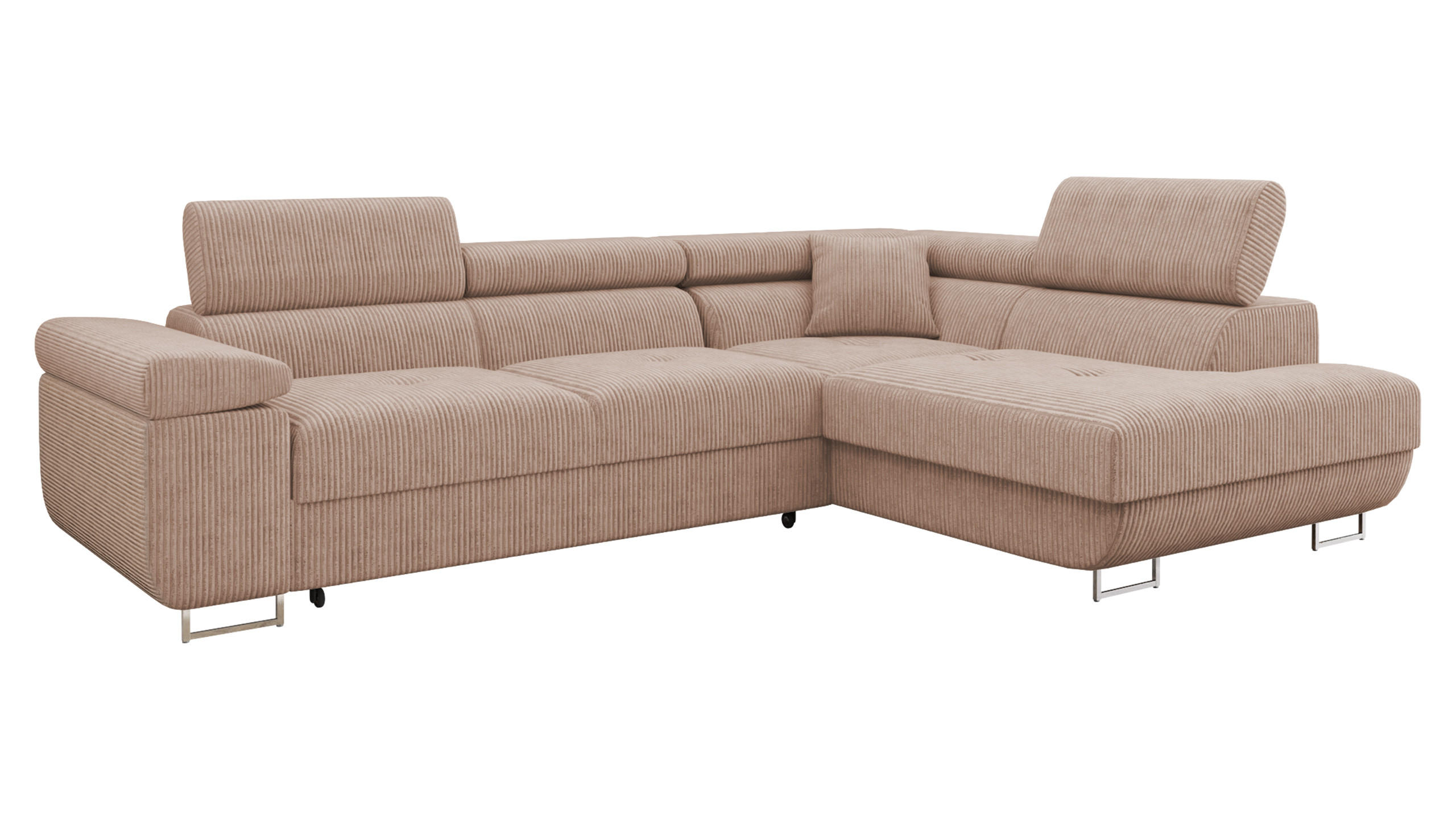 ECKSOFA Torezio Cord, Seite: Rechts - Rosa, Holz/Textil (274/203cm) - MIRJAN24
