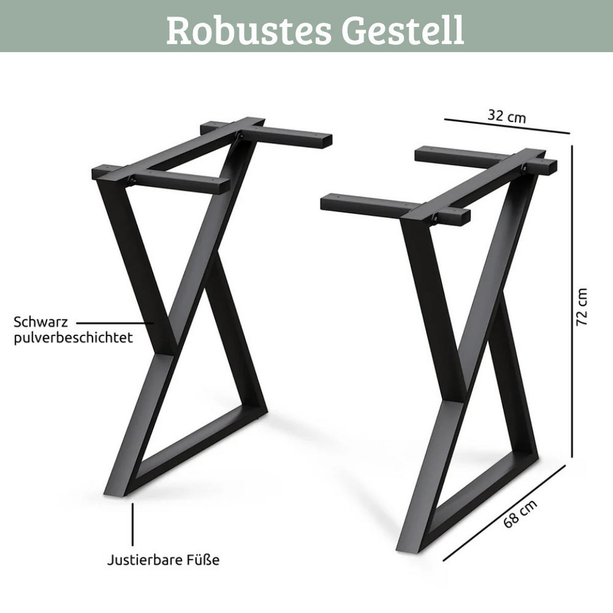 ESSTISCH Massivholz mit Baumkante KEANU 160x80 cm Eichenholz Doppel-Dreieck Gestell - Braun, Holz/Metall (80/160/76cm) - DELUKE