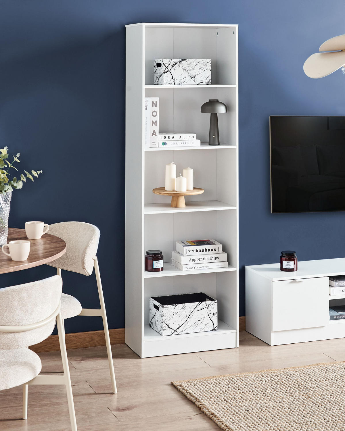 BÜCHERREGAL mit 5 Ebenen 174 cm Weiß Winnipeg - Weiß, Holzwerkstoff (55/174/30cm) - Beliani