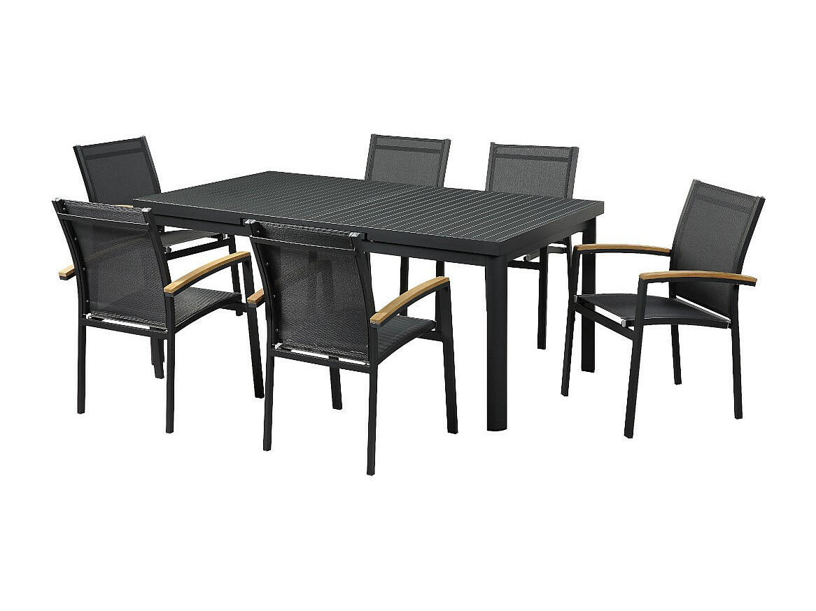 GARTENESSGRUPPE im Set - 6 -Sitzer - Aluminium - anthrazitgrau - NAURU - Anthrazit, Metall - Vente-Unique