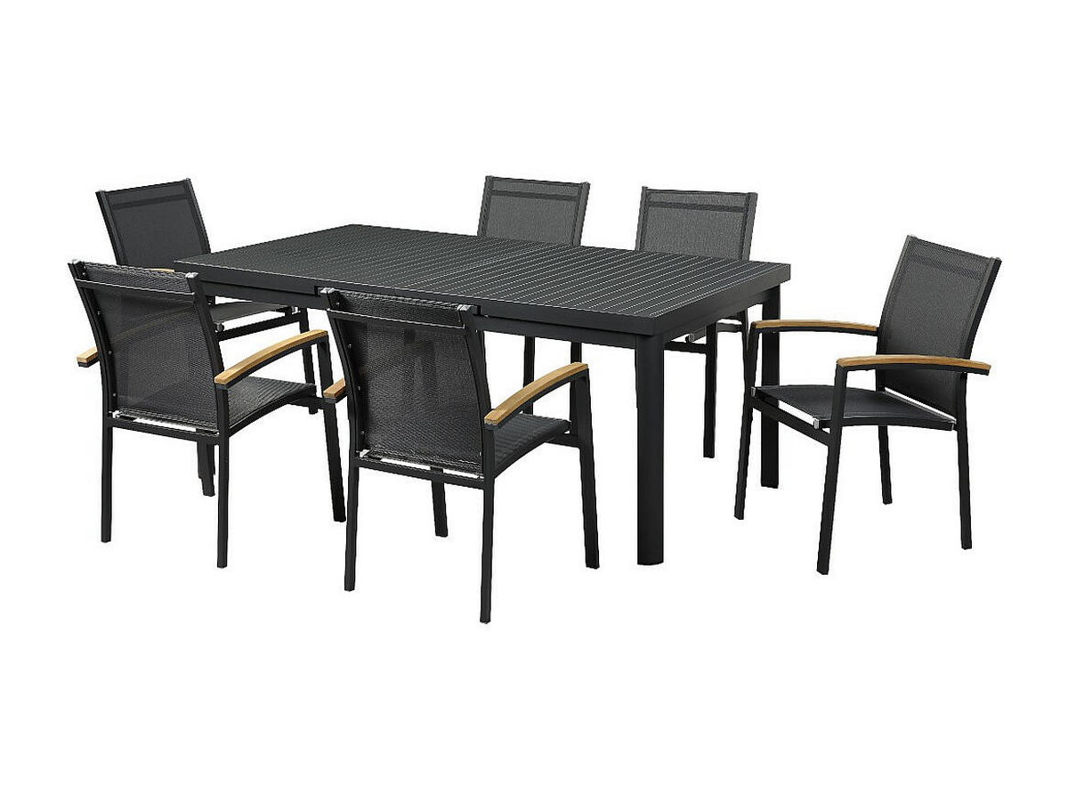 GARTENESSGRUPPE im Set - 6 -Sitzer - Aluminium - anthrazitgrau - NAURU - Anthrazit, Metall - Vente-Unique