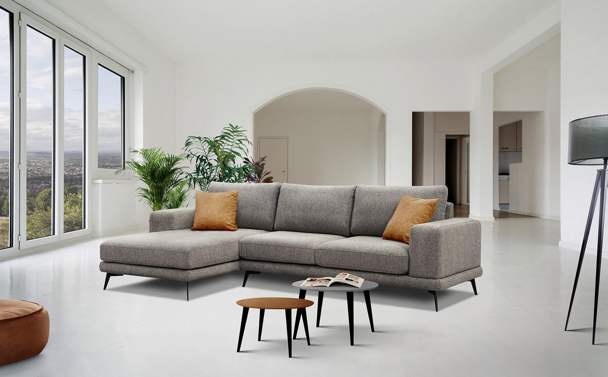 ECKSOFA MEDIOLANE 5-Sitzer, taupe - Taupe, Holzwerkstoff/Textil (158/282cm) - Courtois Laville