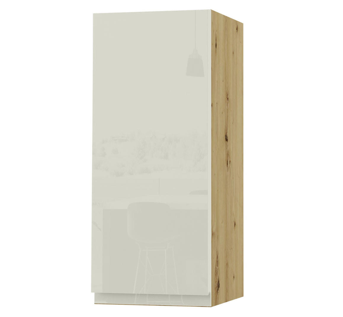 HÄNGESCHRANK Florence W2/30 Eiche Artisan / RAL 1013 perlweiß HG 30 / 32,5 / 72cm - Türanschlag links - Weiß Hochglanz/Eiche Artisan, Holz/Holzwerkstoff (30/72/32.5cm) - Feldmann-Wohnen
