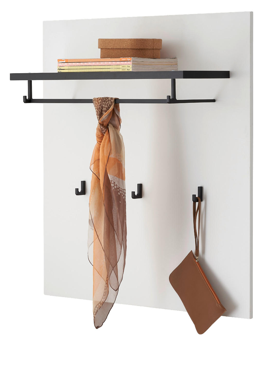 GARDEROBENPANEEL weiß 79 cm, Wandgarderobe mit Kleiderstange - Weiß Hochglanz, Holzwerkstoff/Metall (79/89/25cm) - Furn.Design