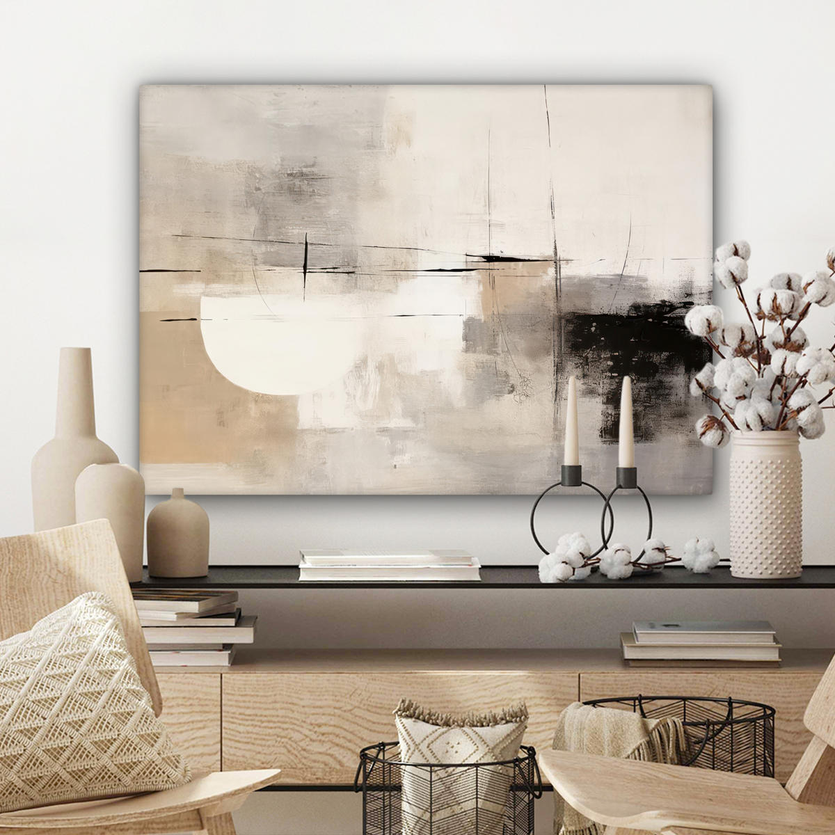 LEINWANDBILD Abstrakt - Kunst - Grau Wandbilder 80x60 cm - Hellgrau, Textil (80/60cm) - MuchoWow