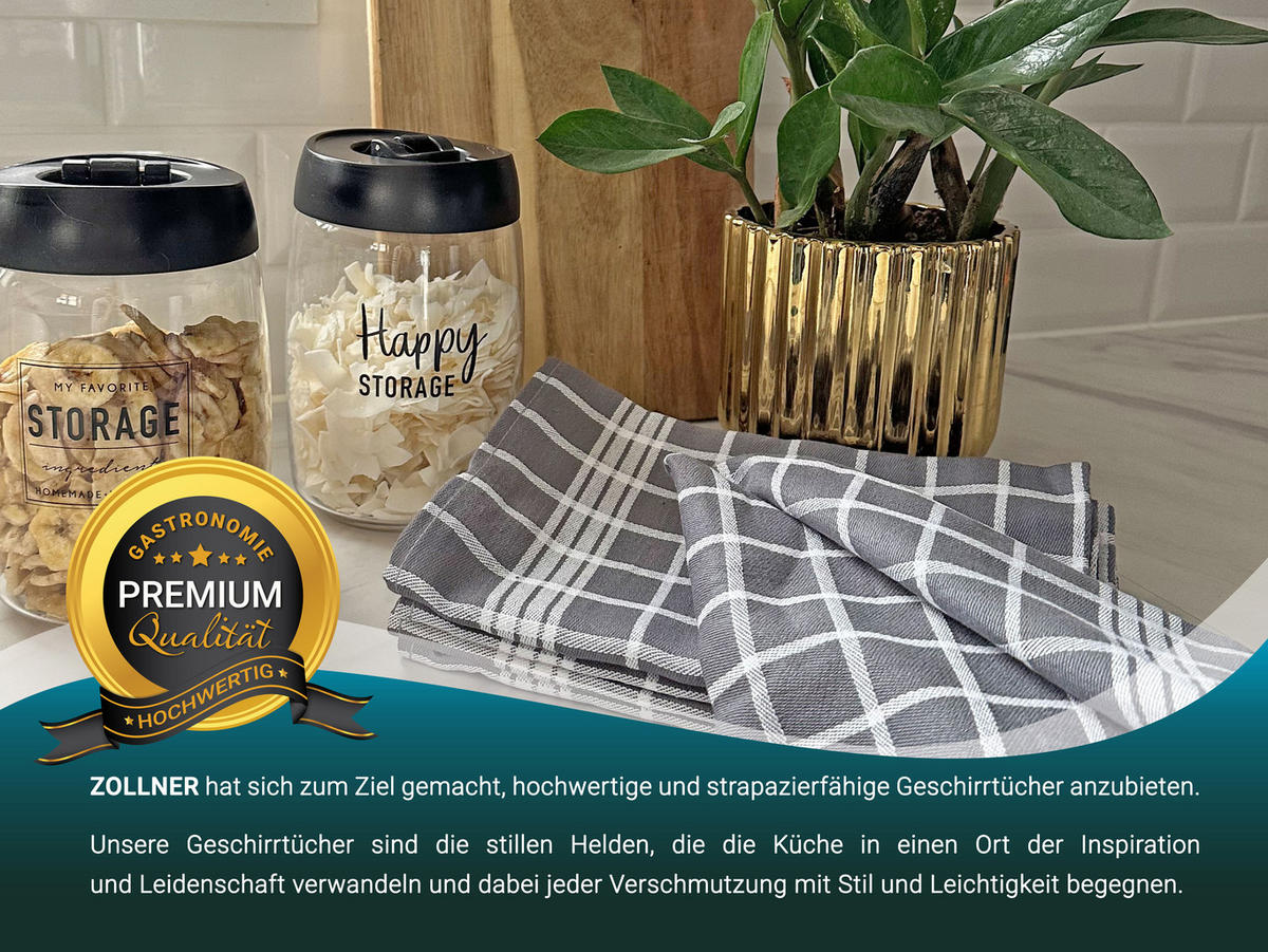 GESCHIRRTÜCHER, 5er-Set, 50x70 cm, 100% Baumwolle, Grau - Grau, Textil (50/70cm) - Zollner