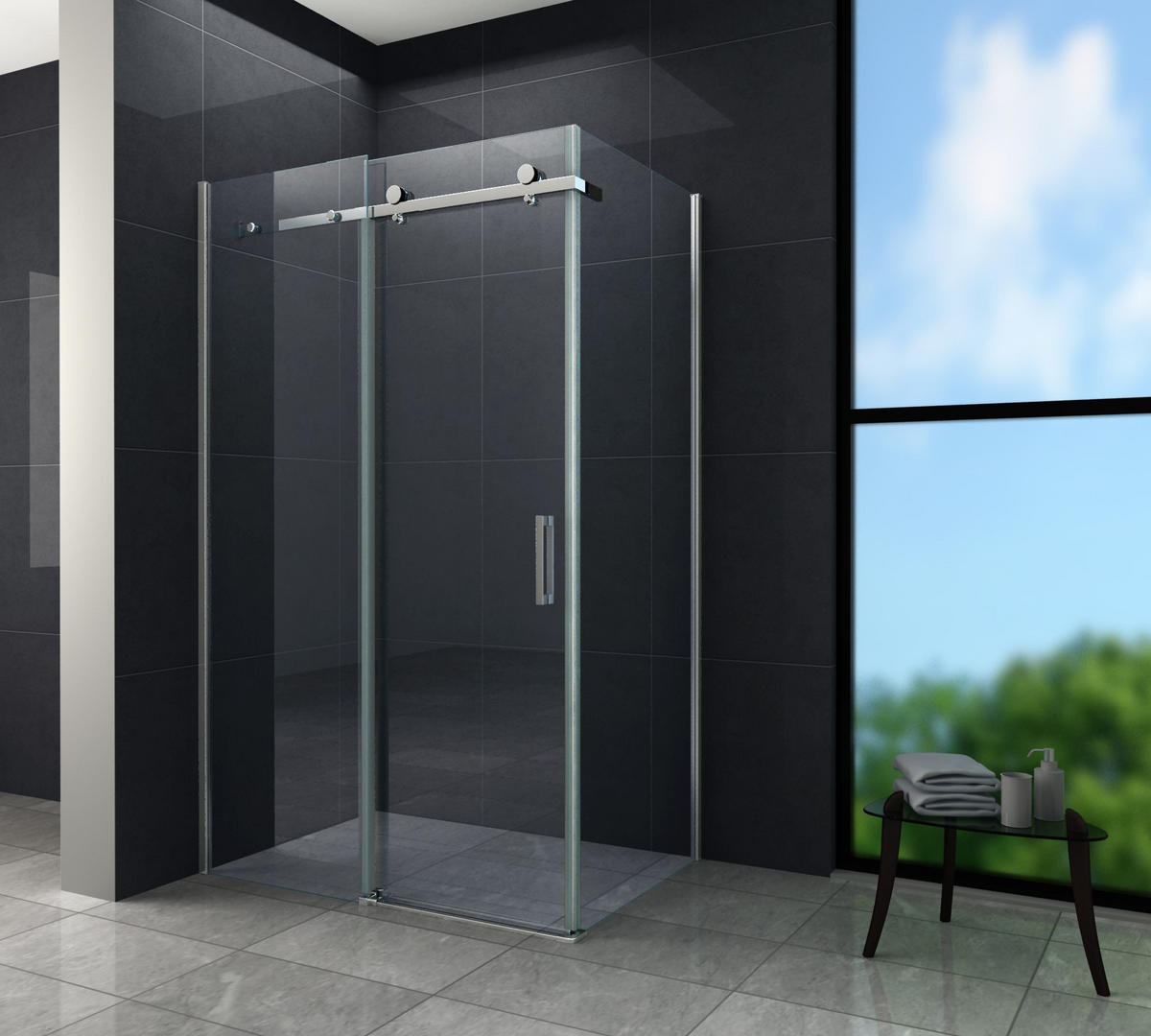 DUSCHKABINE TELA Klar 120 x 80 x 195 cm 8 mm ESG - Klar, Glas (80/120/195cm) - Glasdeals