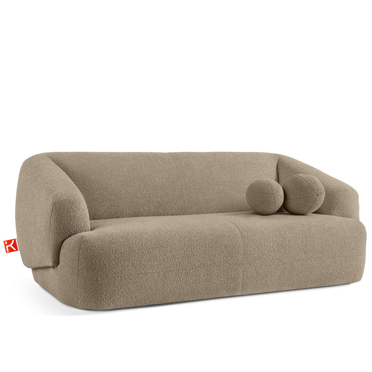 EINZELSOFA VIRA, Beige, Bouclé - Beige/Schwarz, Holz/Holzwerkstoff (210/84/100cm) - KONSIMO®