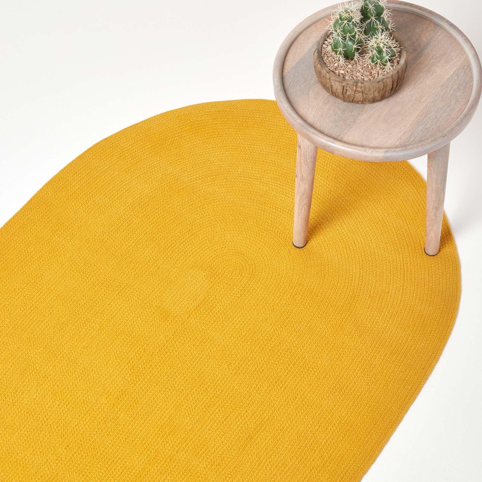 TEPPICH geflochten oval 90/150 cm - Currygelb, Textil (90/150cm) - Homescapes