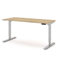 SCHREIBTISCH Elektrisch höhenverstellbarer Schreibtisch Y-Line Eiche Natura Weißaluminium 160/70/62-127cm - Weiß Hochglanz/Silberfarben, Holzwerkstoff/Metall (70/160/127cm) - ASSMANN