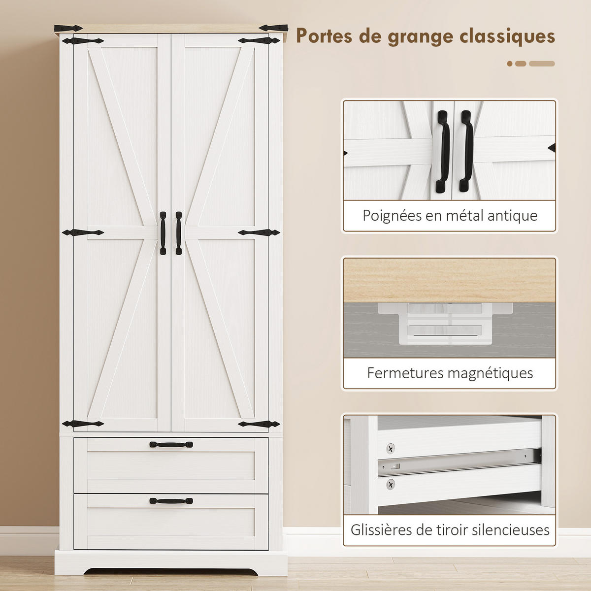 HIGHBOARD DE-11311 2 Türen Weiß - Weiß, Holzwerkstoff (40/180/76cm) - ComfortXL