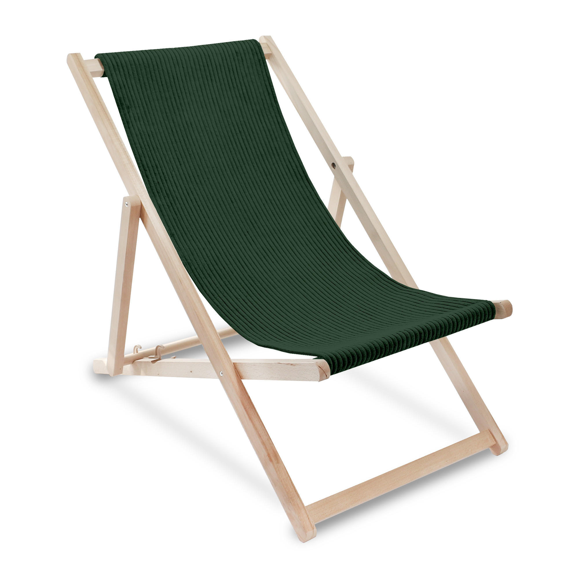 HOLZLIEGESTUHL klappbar Buchenholz Cord-Gewebe Forest Symphony M - Waldgrün/Dunkelgrün, Holz/Textil (54/85/92cm) - Dreamroots