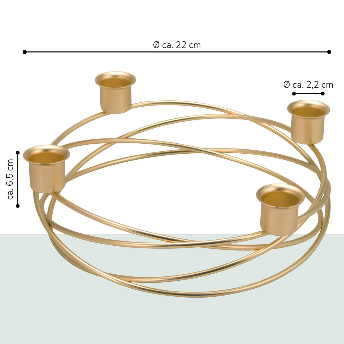 KERZENHALTER, Gold, Metall - Goldfarben, Metall (22/6.7/22cm) - bremermann