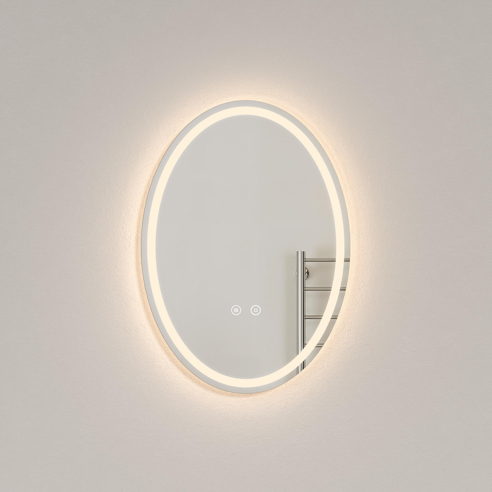 BADSPIEGEL mit LED-Beleuchtung Oval 70/50/3 cm - Transparent, Glas (50/70/3cm) - EMKE