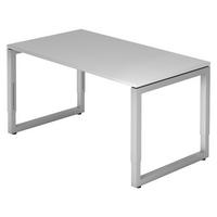 SCHREIBTISCH Serie-R 80/140/74 cm in Grau/Silberfarben - Silberfarben/Grau, Holzwerkstoff (80/140/74cm) - bümö