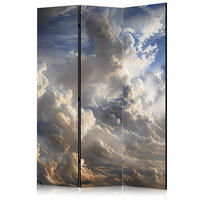 PARAVENT Beidseitig Bedruckter 3-tlg 135x172 cm Wolken In 3D Optik - Multicolor, Holz/Textil (135/172/3cm) - Muralo