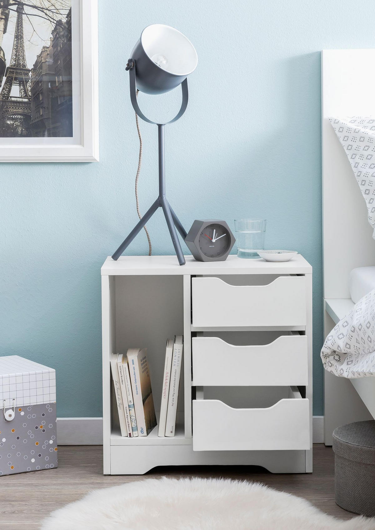 NACHTTISCH – Melaminharz, mit Ablage, modern, kompakt - Weiß, Holz (49/50/30cm) - KADIMA DESIGN