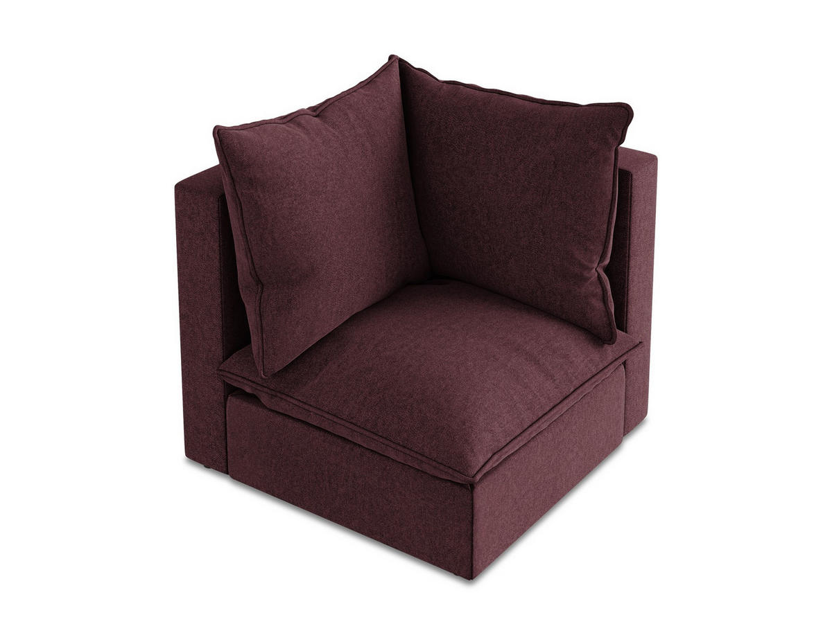 SOFAELEMENT Samt Stoff Rot - Bordeaux/Schwarz, Holzwerkstoff/Kunststoff (90/77/90cm) - Makamii