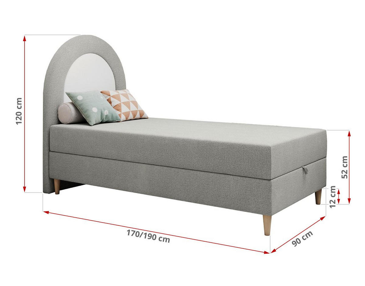BOXBETT NEST 90/180 Hellgrau Struktur - H3 - Hellgrau, Holz/Textil (90/180cm) - MKS