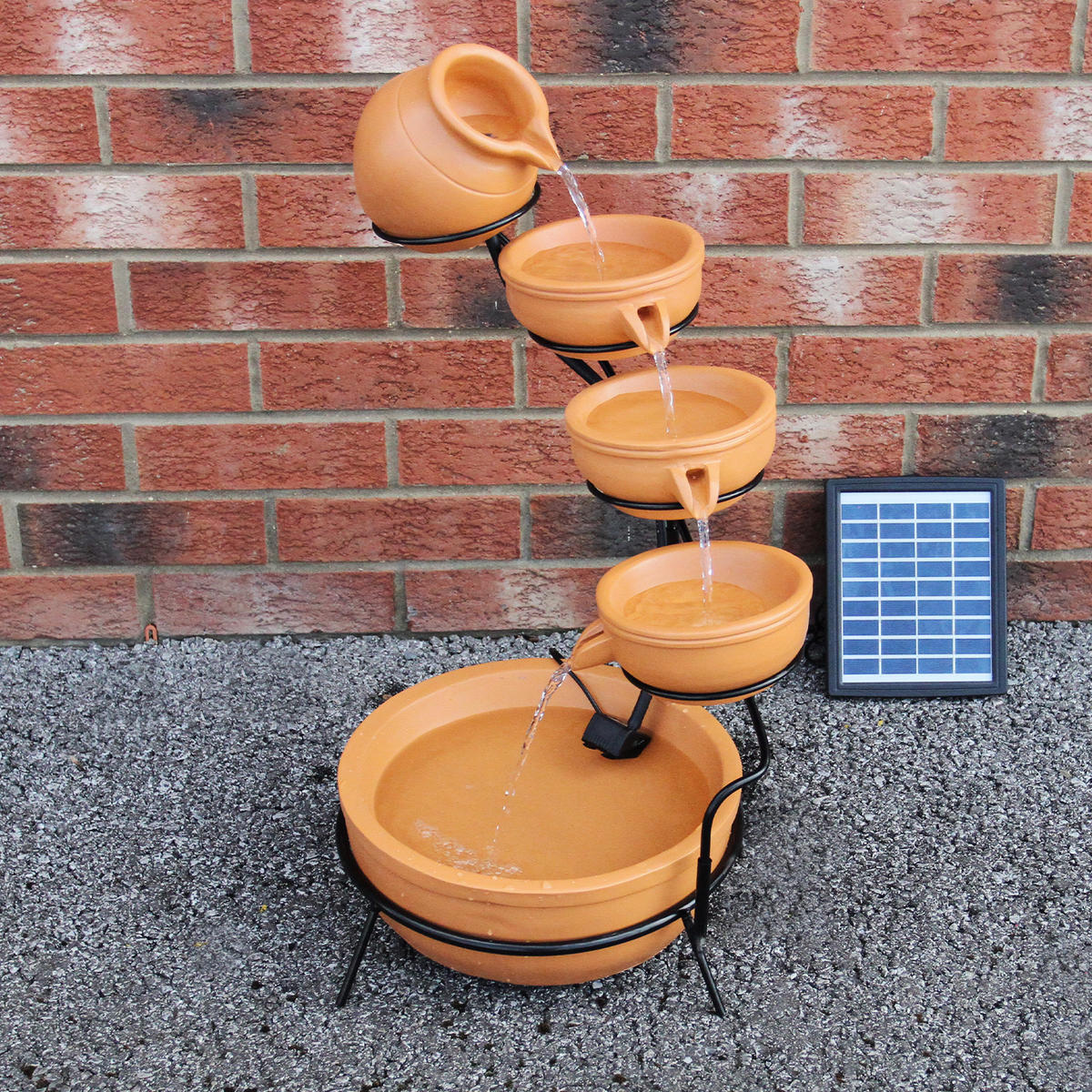KASKADENBRUNNEN Solar mit Akku - Terracotta - Terra cotta, Kunststoff (50/44/1cm) - Monstershop
