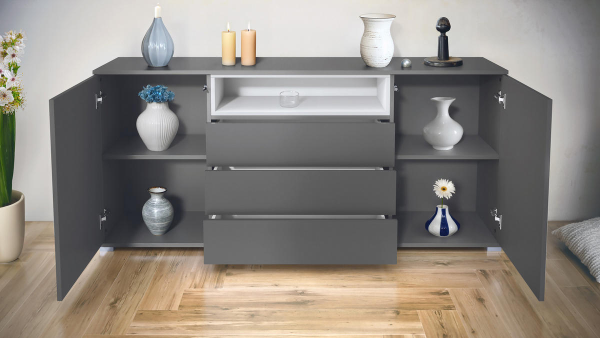 SIDEBOARD Skadu Avola-Anthrazit - Anthrazit, Holzwerkstoff (166.5/75.5/35cm) - Vladon