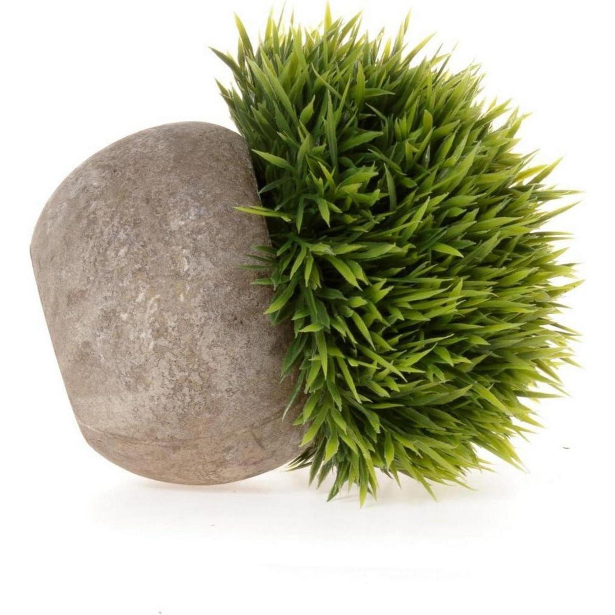 KÜNSTLICHE Topfpflanze Gras Bonsai 6er-Set Beton-Optik - Grün, Kunststoff (12.5cm)
