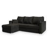 ECKSOFA NIDA Schwarz Geflochtener Stoff mit Schlaffunktion - Schwarz, Holz (220/143cm) - MASSENO