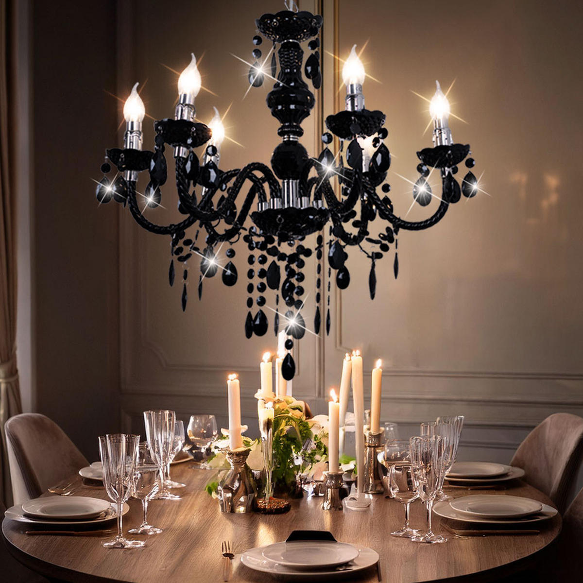 LED KRONLEUCHTER Cuimbra Schwarz - Schwarz, Metall (57/57/166cm)