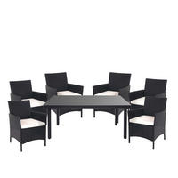 GARTENGARNITUR Polyrattan Anthrazit Kissen Creme - Anthrazit, Metall - PROREGAL