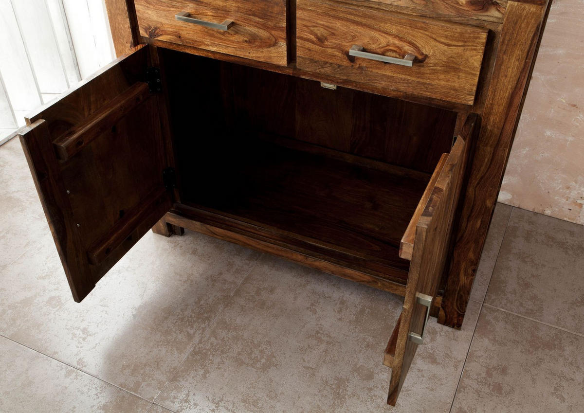 SIDEBOARD Sheesham 90x45x85 braun lackiert METRO LIFE #130 - Braun, Holz (90/85/45cm) - Massivmoebel24