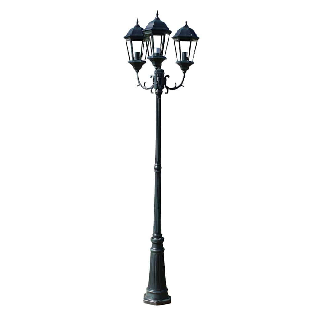 GARTENLATERNE 3-Flammig 230 Cm Dunkelgrün/Schwarz Aluminium - Grün, Metall (63/63/230cm) - vidaXL