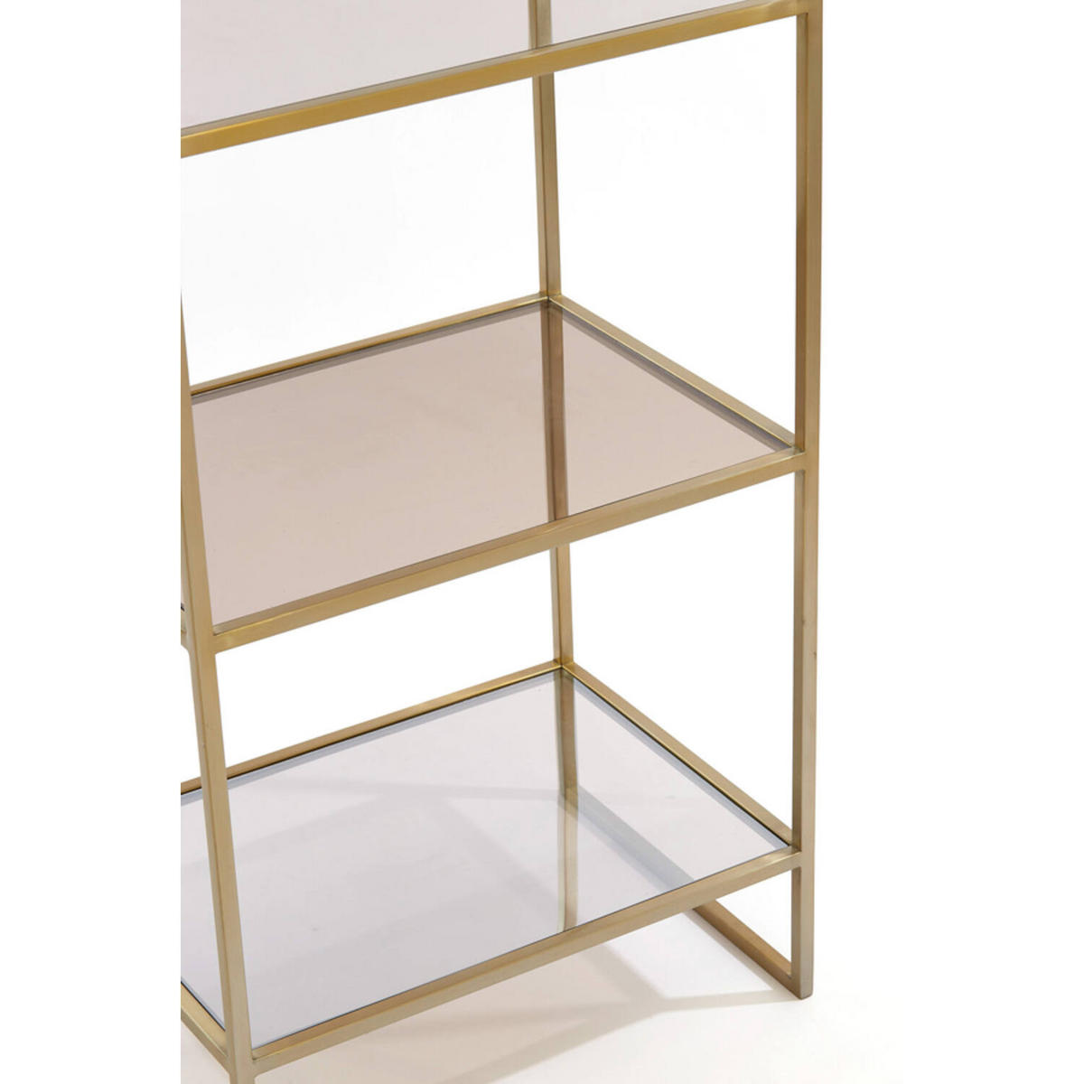 STANDREGAL MARIKI 55x40x180 cm, braunes Glas, Hellgold - Goldfarben, Glas/Metall (40/180/55cm) - Light & Living