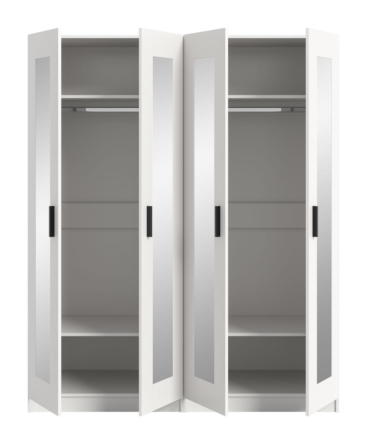 KLEIDERSCHRANKKOMBINATION VISBY (B/H/T: ca. 160/194/56 cm) in weiß/weiß - Weiß, Holzwerkstoff (160/194/56cm)