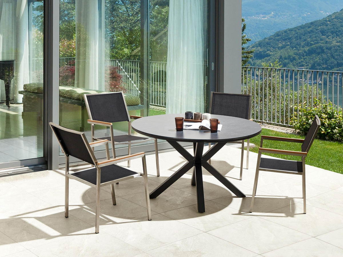 GARTENMÖBEL-SET 4-Sitzer Grau Maletto/Grosseto - Silberfarben/Schwarz, Metall - Beliani