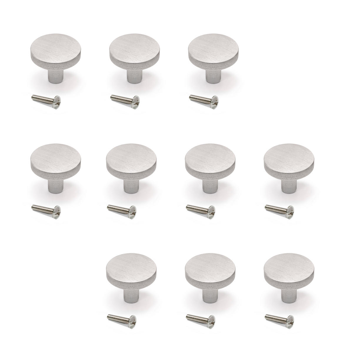 MÖBELKNÖPFE Uppsala, Durchmesser 30mm, Aluminium, rostfrei eloxiert 10er-set - Edelstahlfarben, Metall (3/3/3cm) - EMUCA