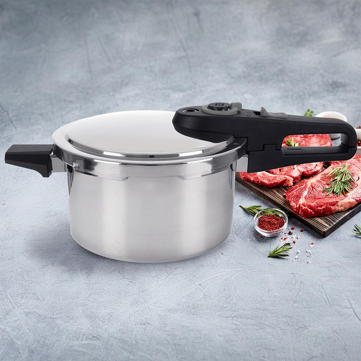 SCHNELLKOCHTOPF Wind mit Automatikverschluss silber - Silberfarben, Metall (4L) - Orion 