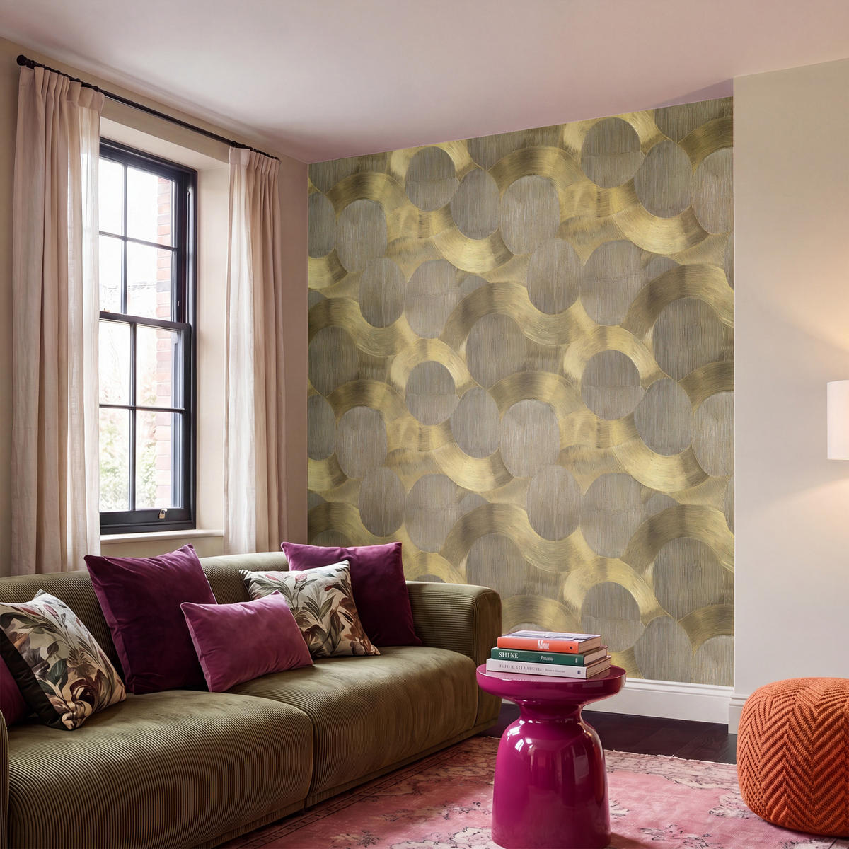 TAPETE - Modern - Geometrisch - Gold - 200x200 cm - Goldfarben, Papier (200/200cm) - OnlyWow