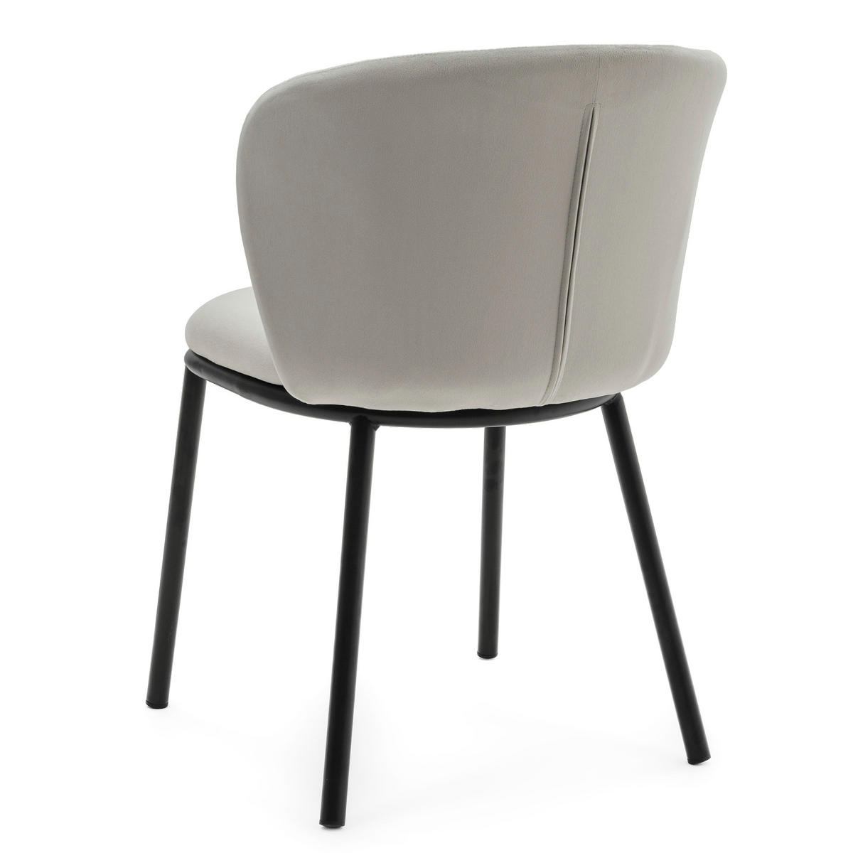 STUHL BARI gepolsterter mit Steppung - hellgrau - Samt Velour - Hellgrau/Schwarz, Textil/Metall (54/81/57cm) - NEW HOME