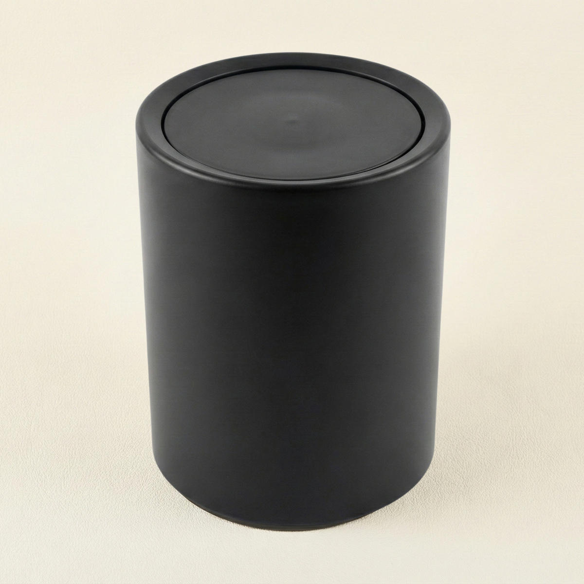 BADEZIMMER-MÜLLEIMER Rund 6 l 21/21/26 cm - Schwarz, Kunststoff (21/26/21cm) - NUXIO
