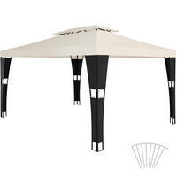RATTAN GARTENPAVILLON Mona,inklusive Heringen,schwarz/creme - Creme/Schwarz, Kunststoff (300/265/400cm) - tectake