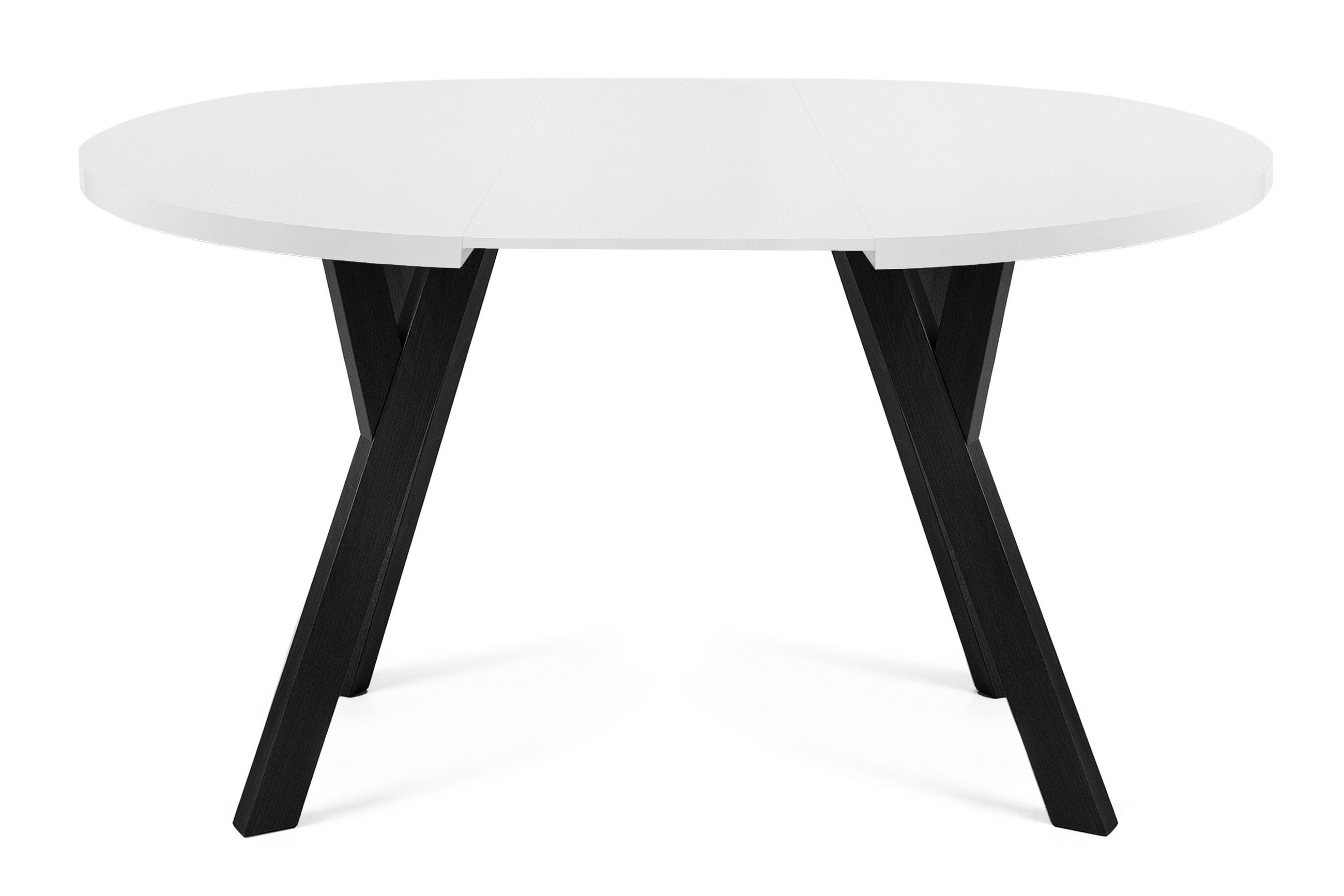 ESSTISCH INDAGA Ausziehbar 100-180cm Rund, weiß/schwarz - Schwarz/Weiß, Holz (100/180/75cm) - KONSIMO®