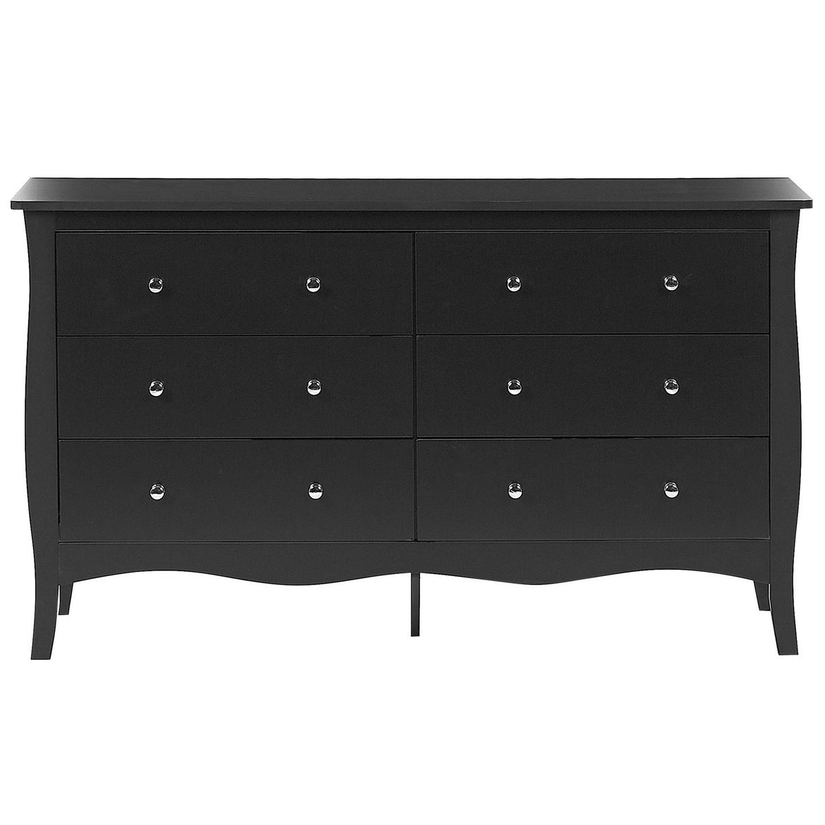 KOMMODE 6 Schubladen Metallgriffe schwarz Winchester - Schwarz, Holzwerkstoff (130/75/40cm) - Beliani