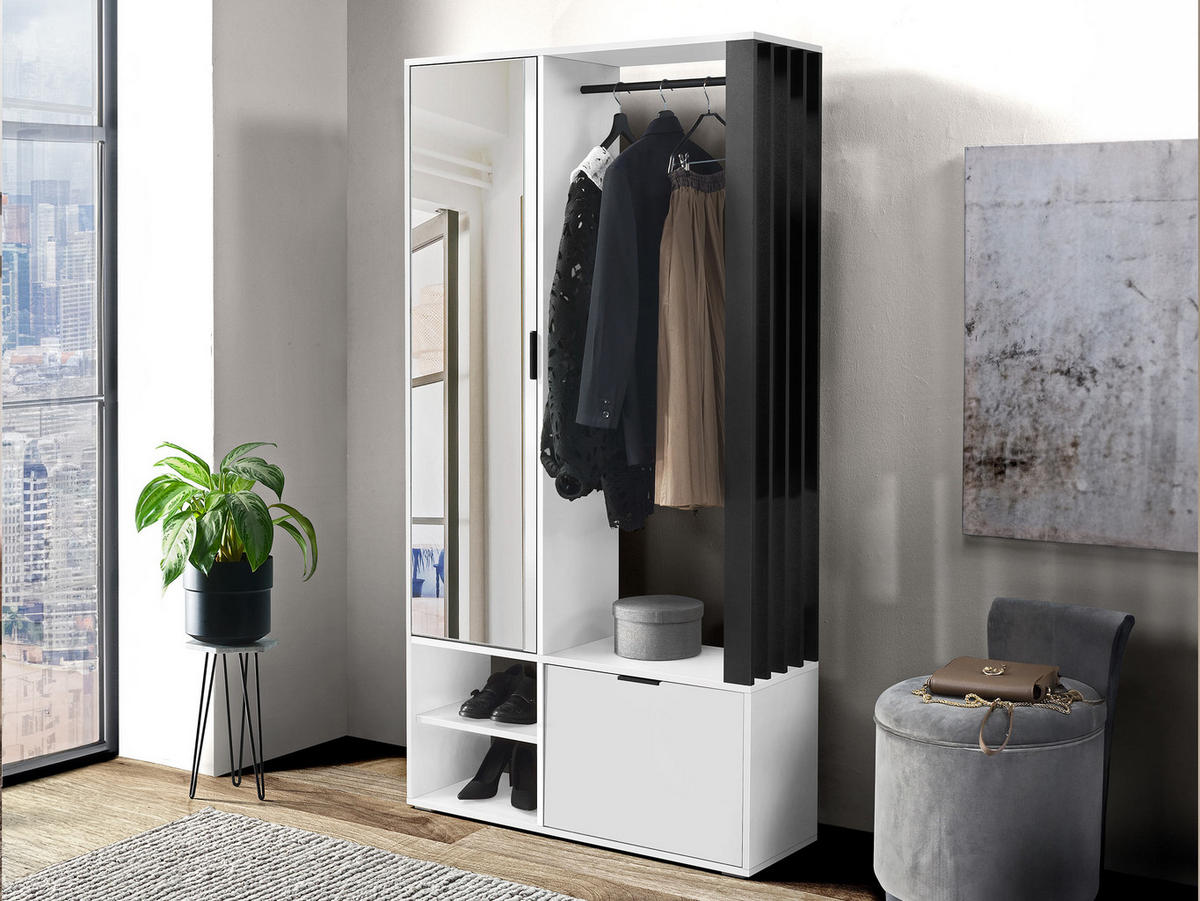 GARDEROBE Milo - Schwarz/Weiß, Holzwerkstoff/Kunststoff (100/190/33cm) - MIRJAN24